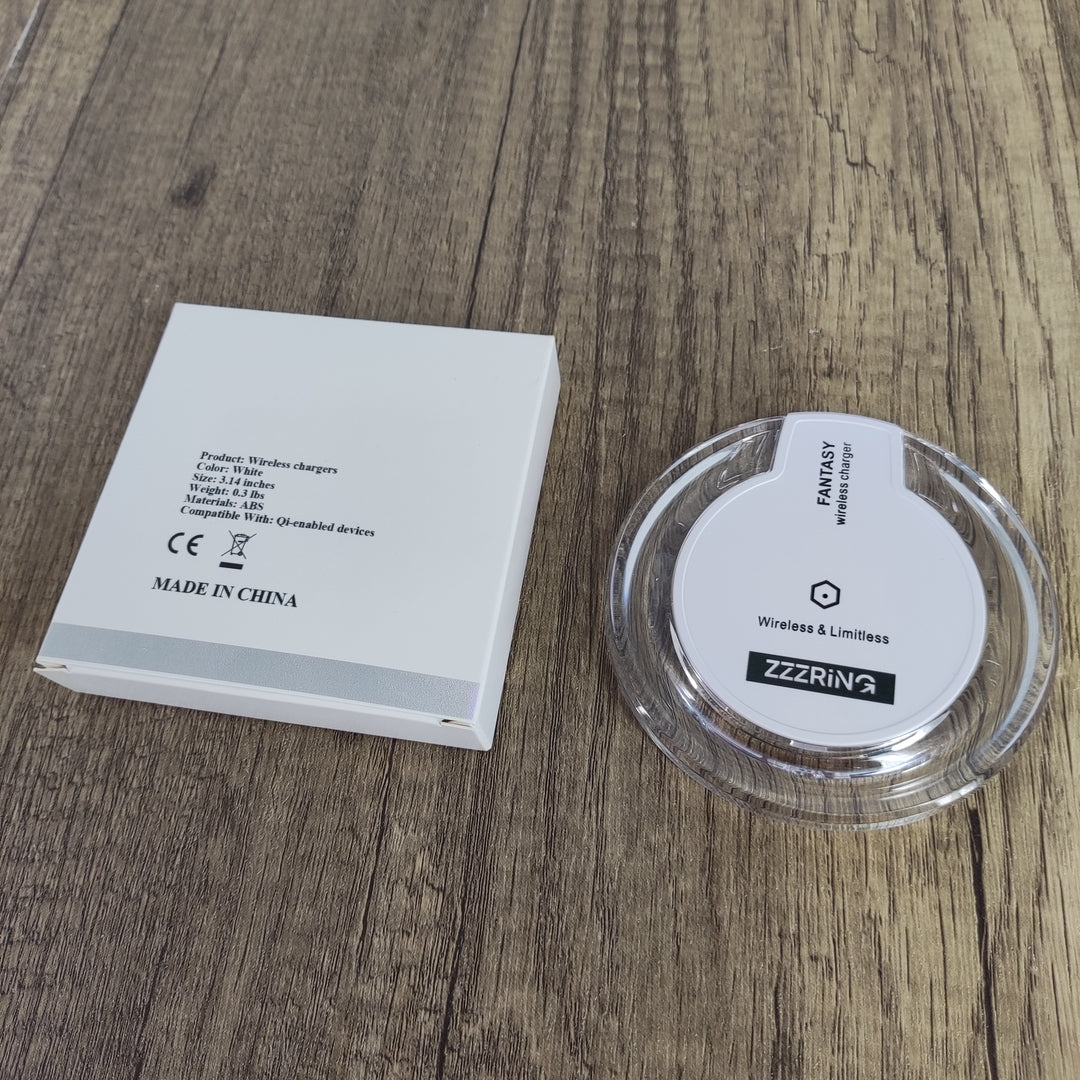 ZZZRING K9 Ultra-Thin 5W Wireless Charger - Stylish White Design, Compact & Lightweight for Effortless Charging