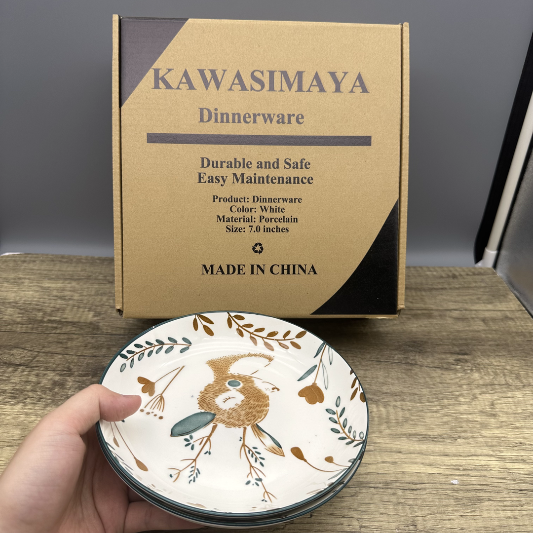 KAWASIMAYA Ceramic Dinner Plates, Set of 6 | Microwave & Dishwasher Safe Porcelain Dinnerware | 10-Inch White Serving Plates