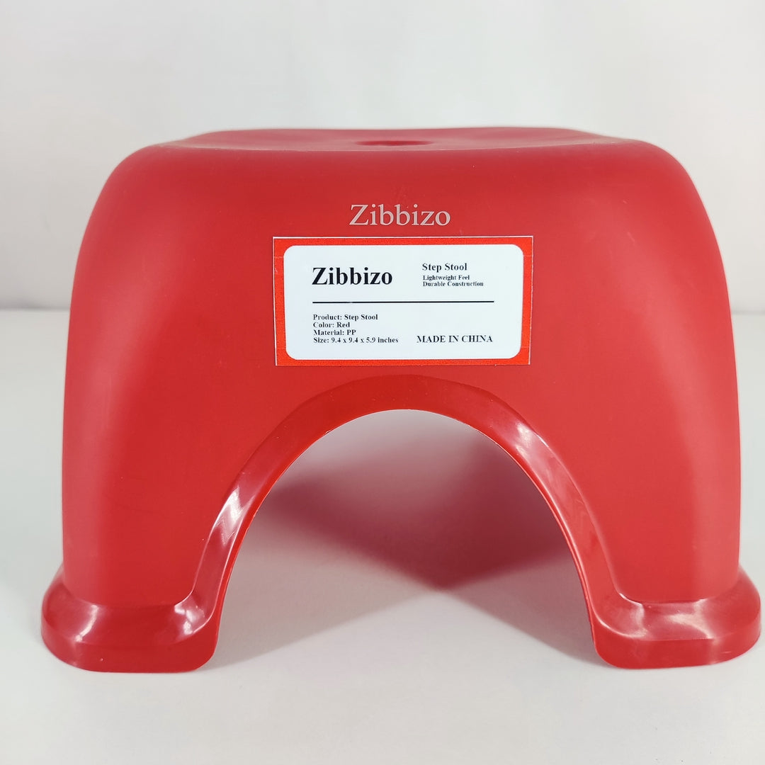 Zibbizo Lightweight and Durable Red Plastic Step Stool for Safe and Convenient Home Use