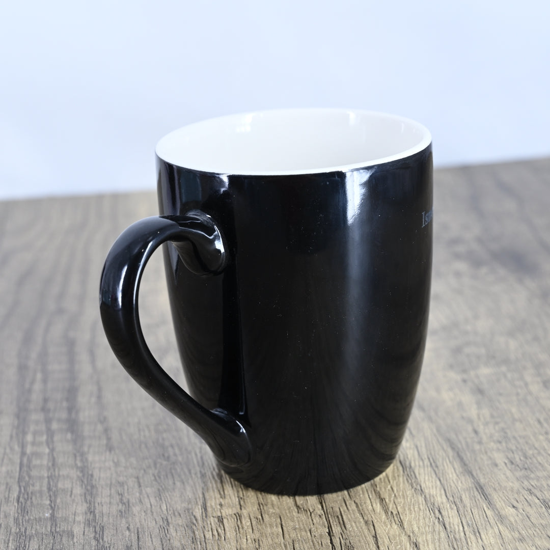 Isnowant Elegant Black Earthenware Mug - Glossy Finish Ceramic Coffee Cup, Durable, Leak-Proof, and Dishwasher-Safe, 11.2 oz