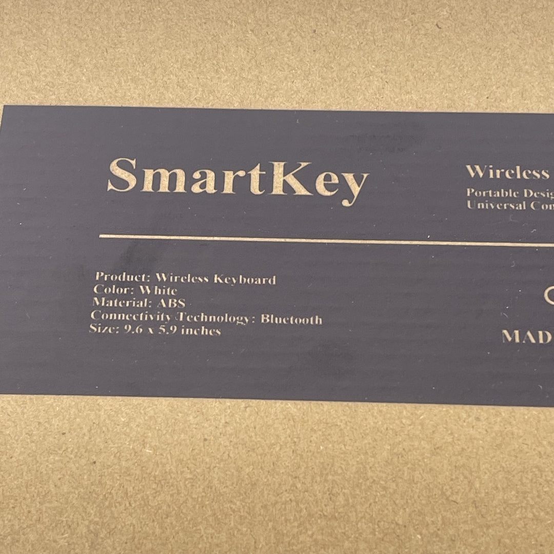 SmartKey 10-Inch Tablet Wireless Keyboard - Sleek White Design for Enhanced Productivity on the Go