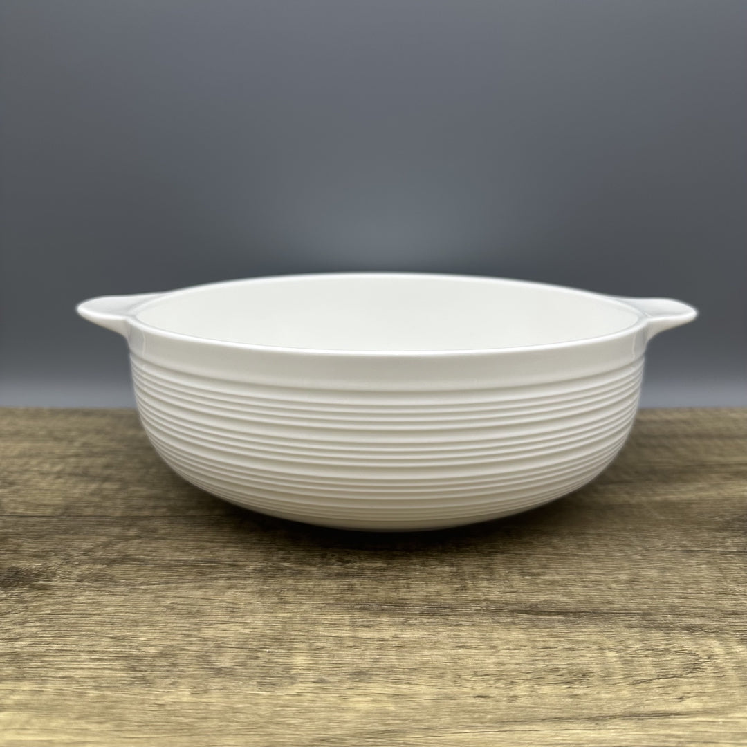 KAWASIMAYA Ceramic Soup Bowls, 10.5-inch White Large Serving Dish with Handles, Modern Dining Cookware