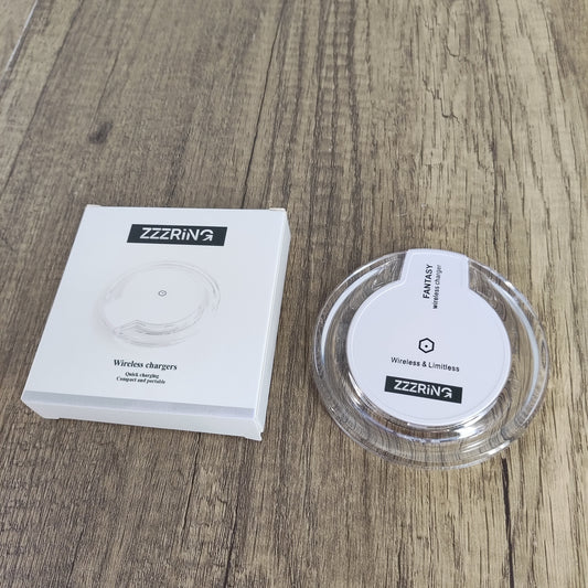 ZZZRING K9 Ultra-Thin 5W Wireless Charger - Stylish White Design, Compact & Lightweight for Effortless Charging