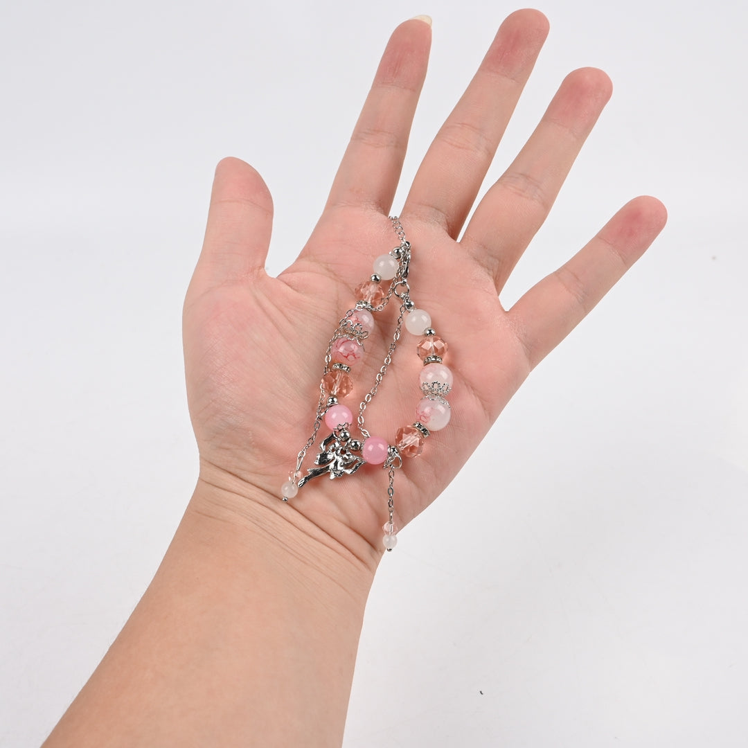 Aurazenlife Cute Cartoon Bow Bracelets Pink Fashion Jewelry Girls Charm Bracelets Casual Accessories