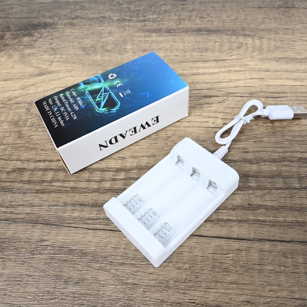 EWEADN USB AA Battery Chargers - 3-Slot Smart Battery Chargers for NiMH/NiCd Rechargeable Batteries