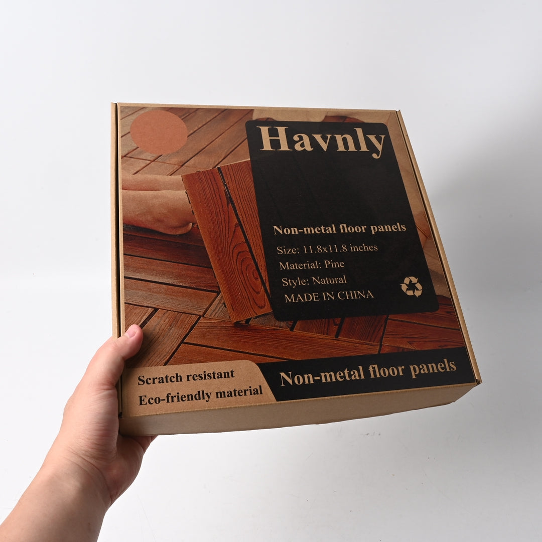 Havnly Premium Non Metal Floor Panels Carbonized Wooden Outdoor Deck Tiles for Indoor and Outdoor Use