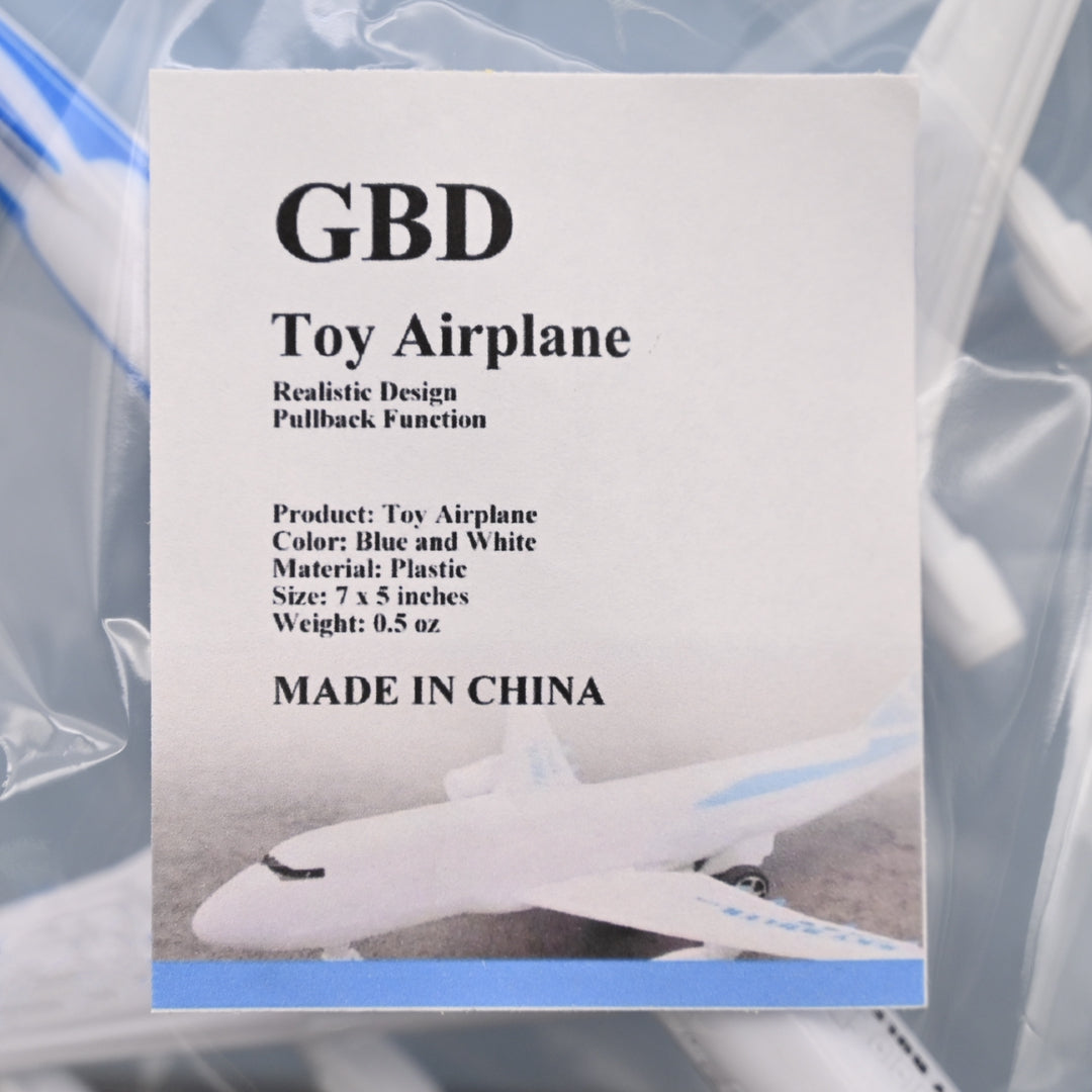 GBD Toy Airplanes, Plastic with Display Stand and Pullback Function