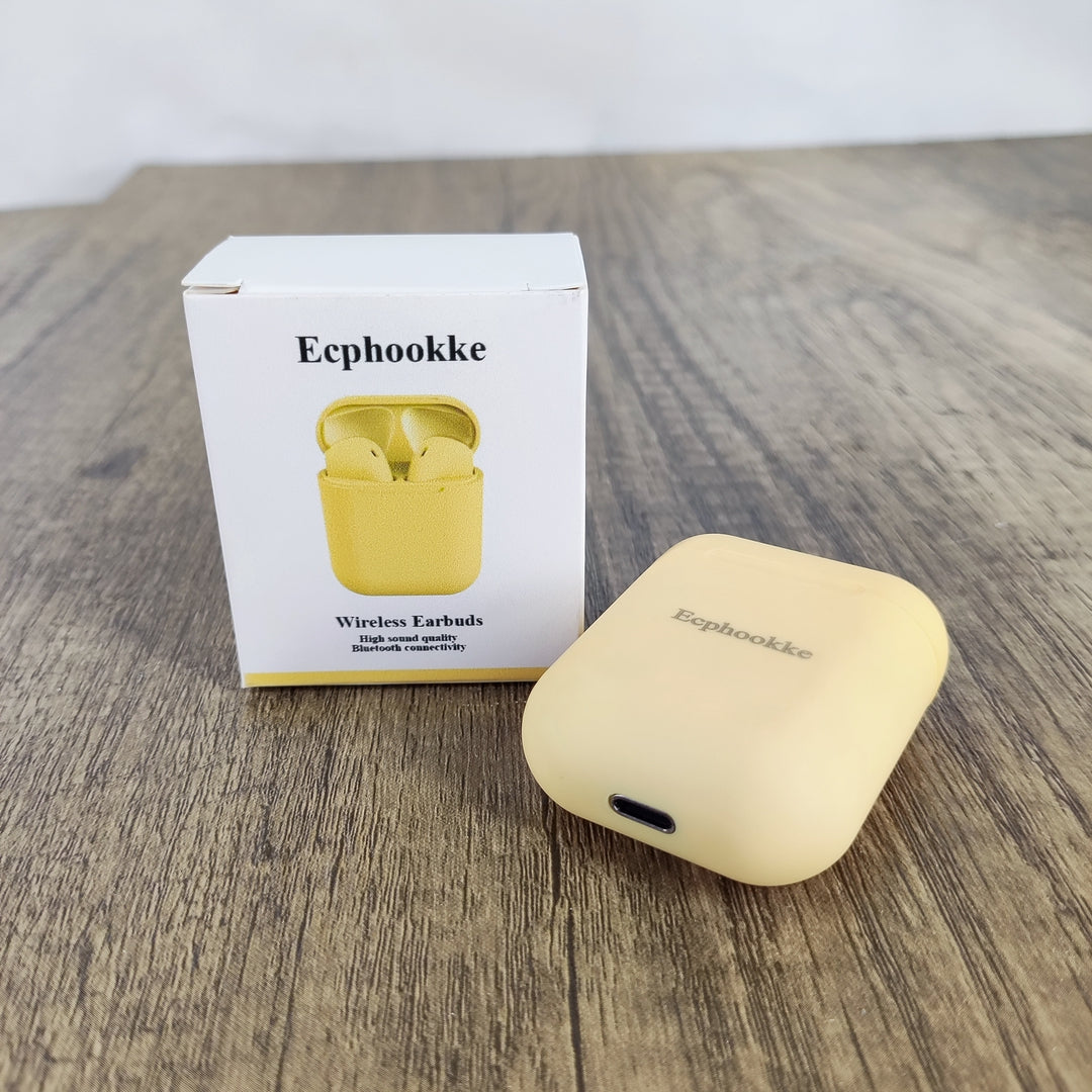 Ecphookke High-Fidelity Wireless Earbuds in Vibrant Yellow - Comfortable Fit, Bluetooth 5.0 Connectivity, 8 Hours Playback