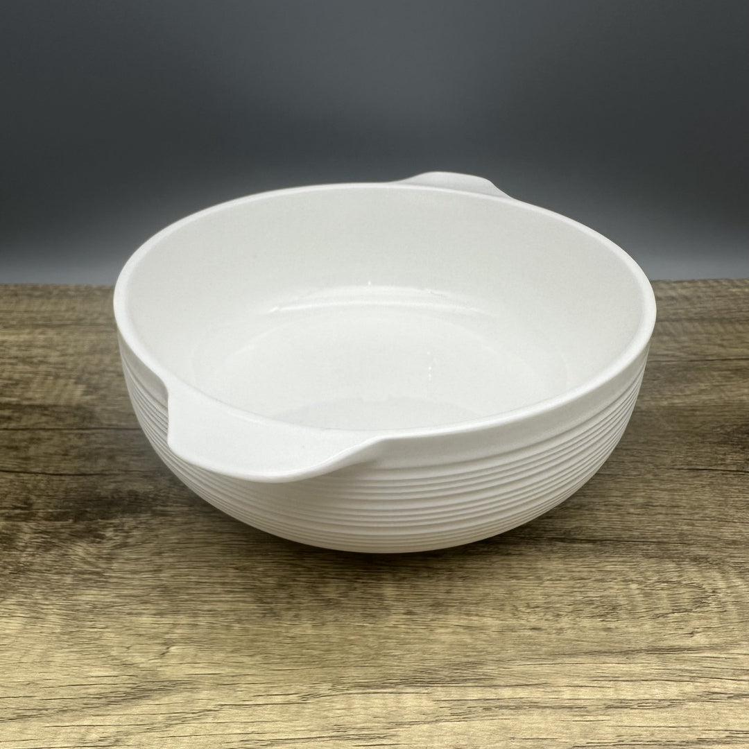 KAWASIMAYA Ceramic Soup Bowls, 10.5-inch White Large Serving Dish with Handles, Modern Dining Cookware