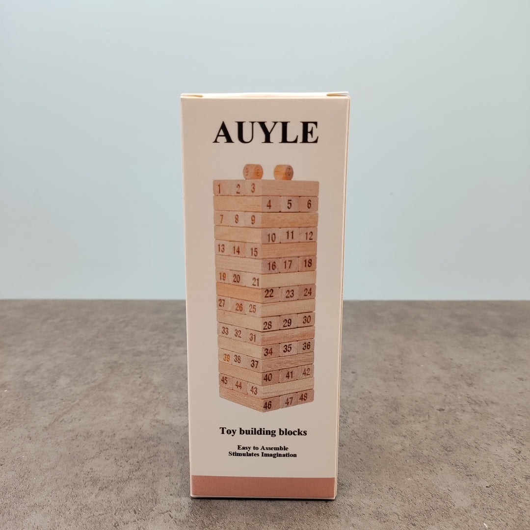 AUYLE Natural Wooden Toy building blocks - 48-Piece Educational Tower Set