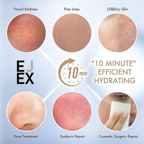 EJEX Face and Neck Sheet Mask,Hydrating Face Masks Skincare, Bio-Based Collagen Mask for Sensitive Skin,Chemical Free,Redness Reducing&Soothing&Repairing Facial Mask for Skin Care,38gx5ea