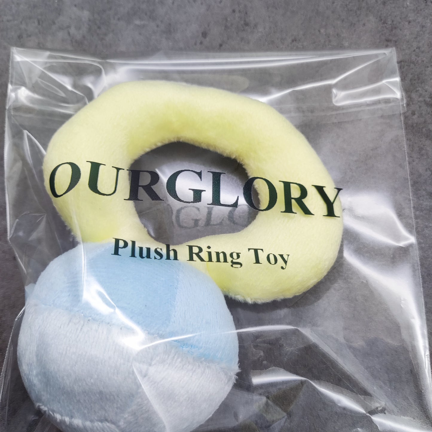 OURGLORY Plush Diamond Ring Toy For Decoration and Fun - PP Cotton Stuffed, Blue and Yellow