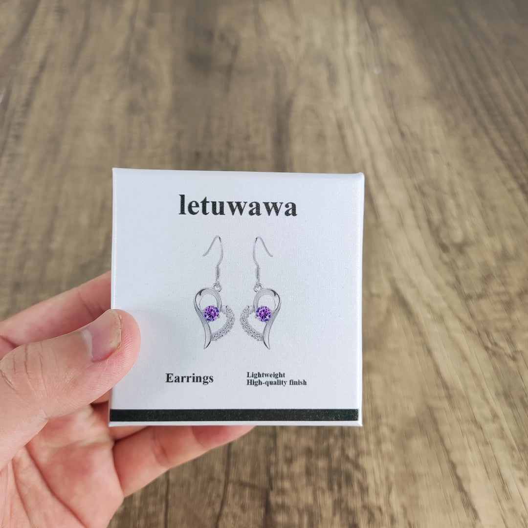 letuwawa Elegant Silver-Plated Earrings with Dazzling Purple Rhinestones - Perfect for Everyday Wear and Occasions