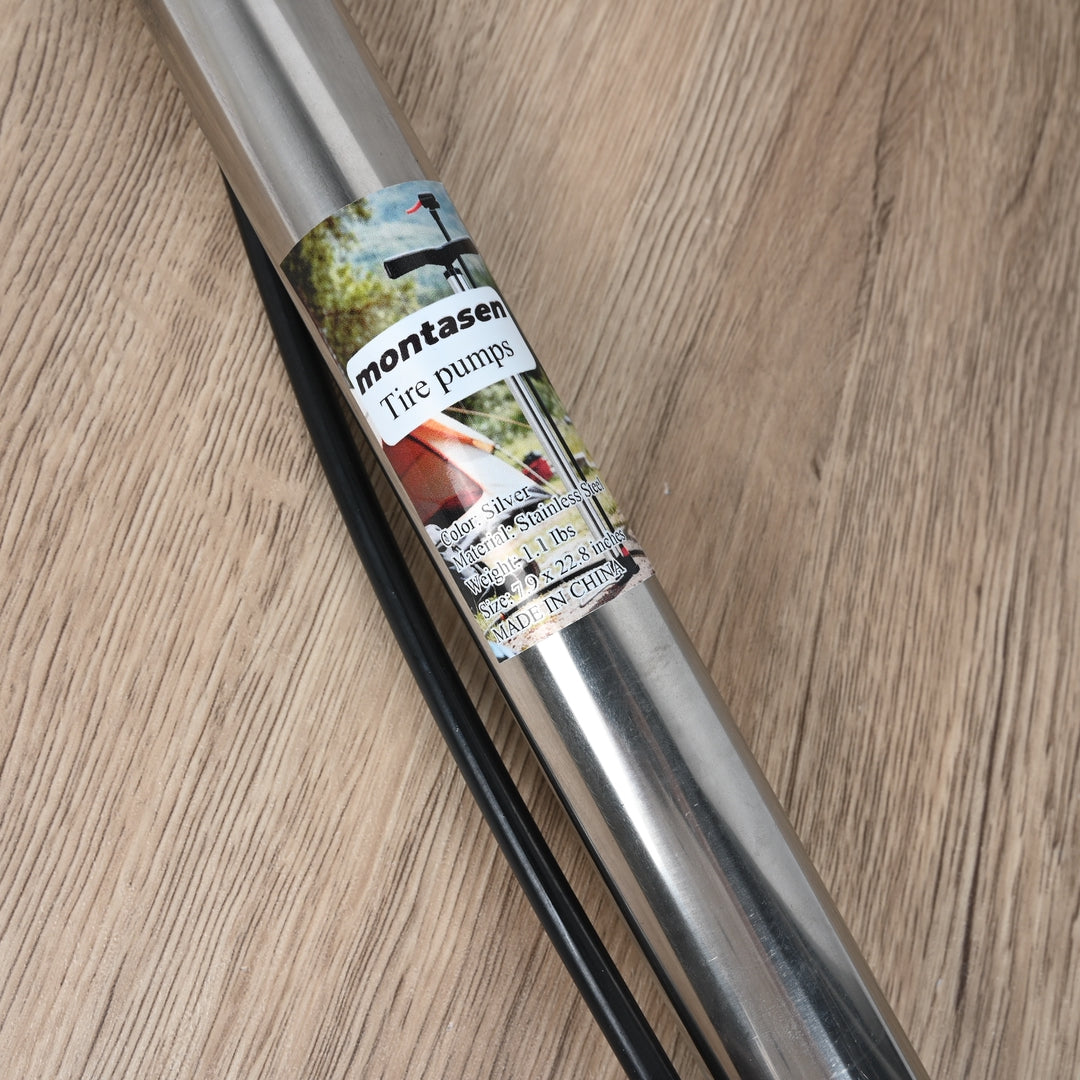 montasen Stainless Steel Long Slim Tire Pump Portable Air Pump for Bikes