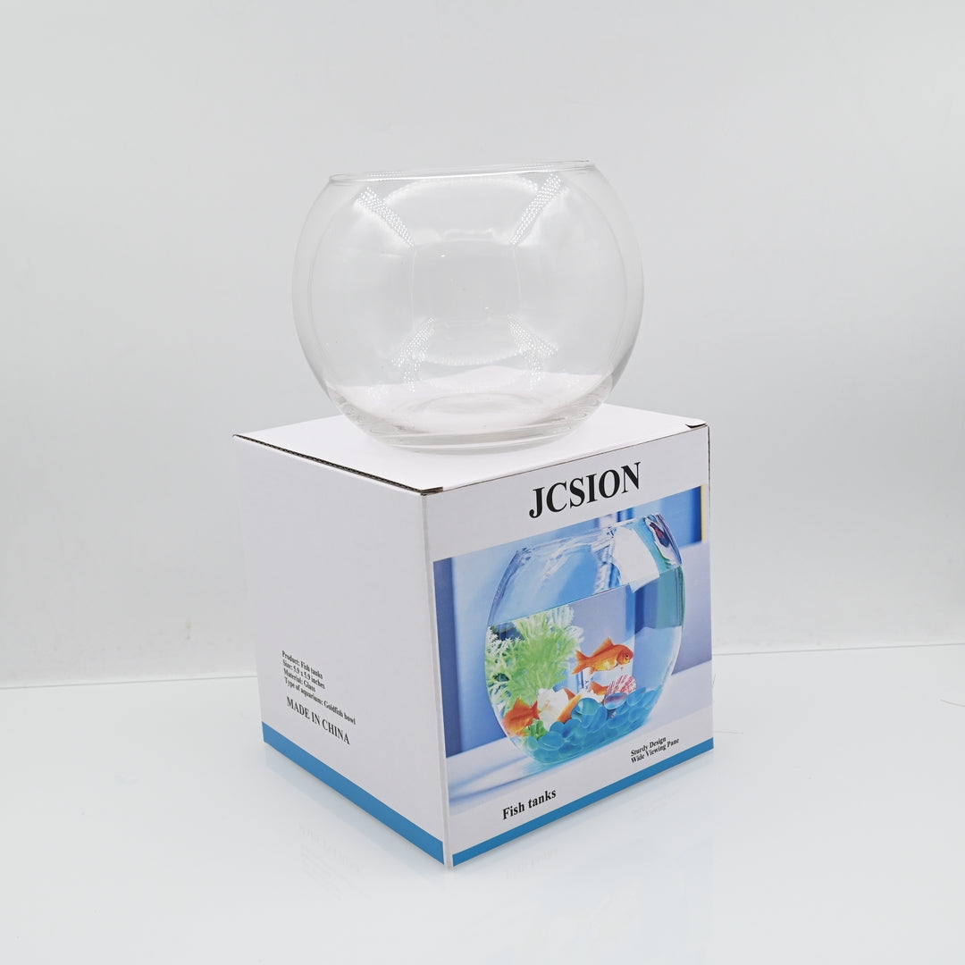 JCSION Goldfish Bowl Aquarium, 5.9 x 5.9 Inches, Clear Glass Fish Tank