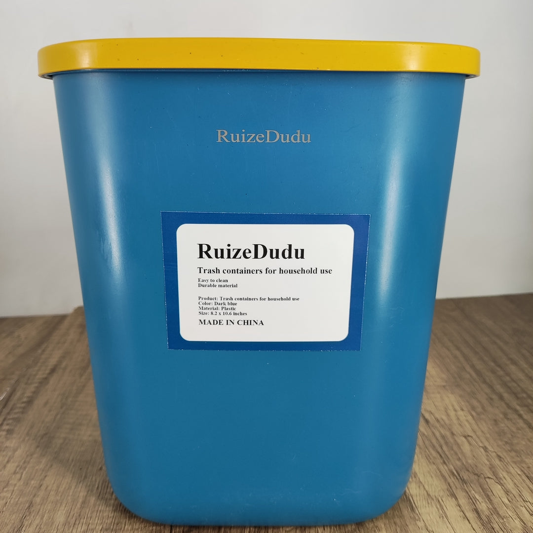 RuizeDudu Stylish Deep Blue Square Trash Can for Household Use - Durable & Compact