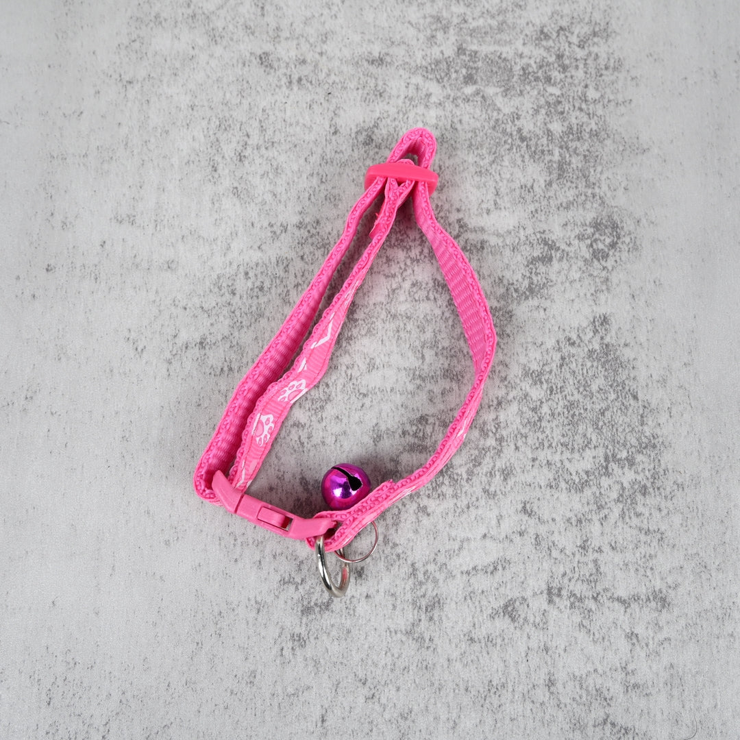 YUNYI Magenta Pet Collar with Bell Adjustable Nylon Pet Collar for Cats & Small Dogs