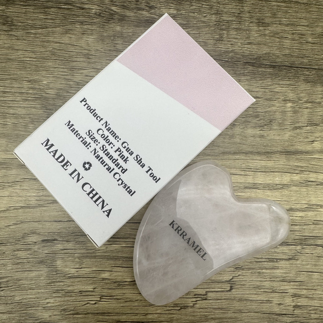 KRRAMEL Gua Sha Tool - Premium Rose Quartz Facial Massager for Lymphatic Drainage, Puffiness Reduction, and Radiant Skin