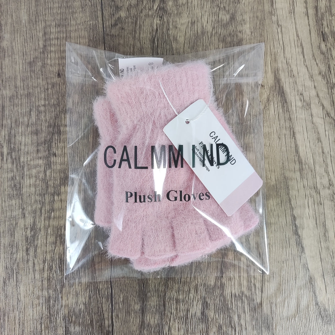 CALMMIND Ultra-Soft Pink Plush Gloves - Warm & Cozy, Durable Winter Wear