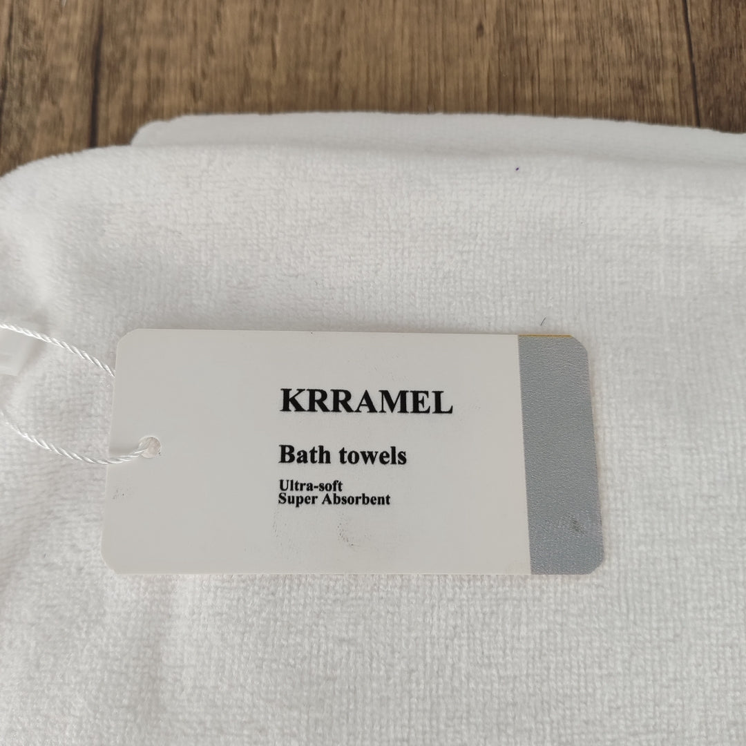 KRRAMEL Luxurious Comfort: Soft and Absorbent Large Cotton Bath Towels in Classic White