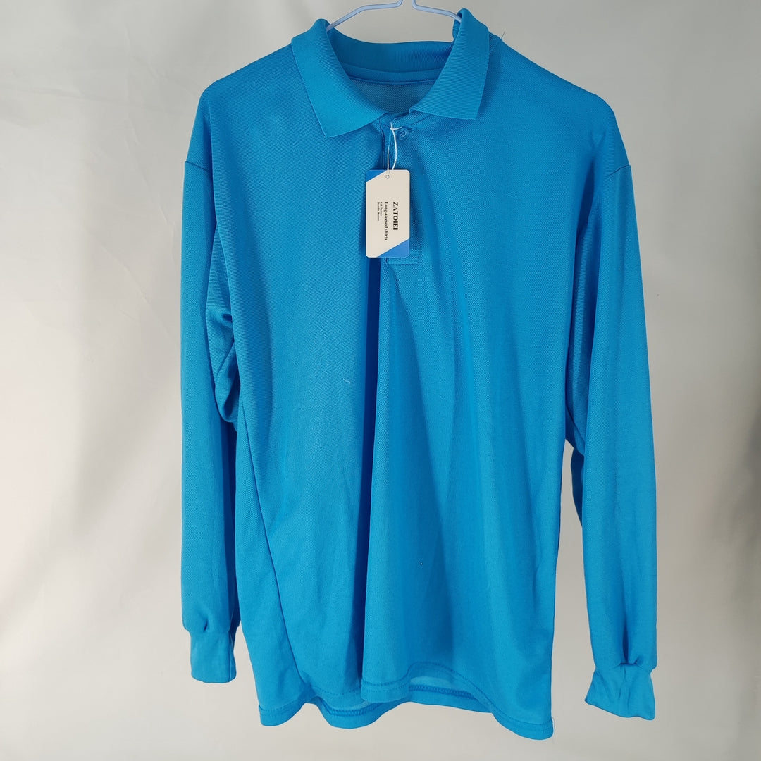 ZATOIEI Long-Sleeve Shirt in Blue, 100% Polyester, Size M