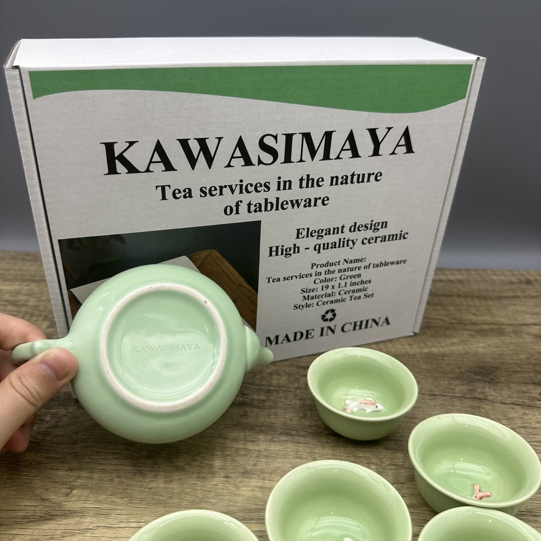 KAWASIMAYA Tea Services in the Nature of Tableware - Green Porcelain Teacups Small Elegant Drinkware