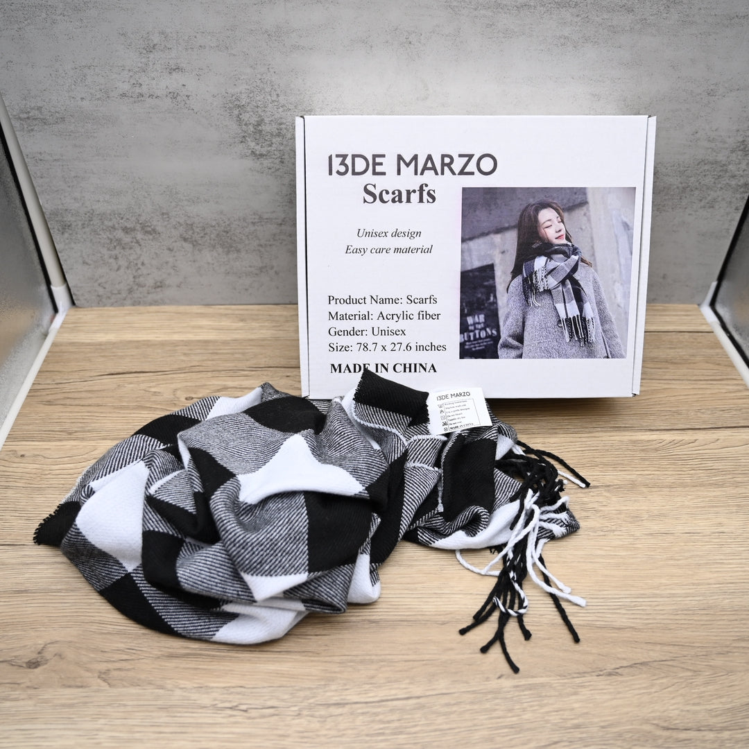 13DE MARZO Premium Winter Scarfs Soft Acrylic Knit Lightweight Unisex Design for Daily Wear and Cold Weather Protection