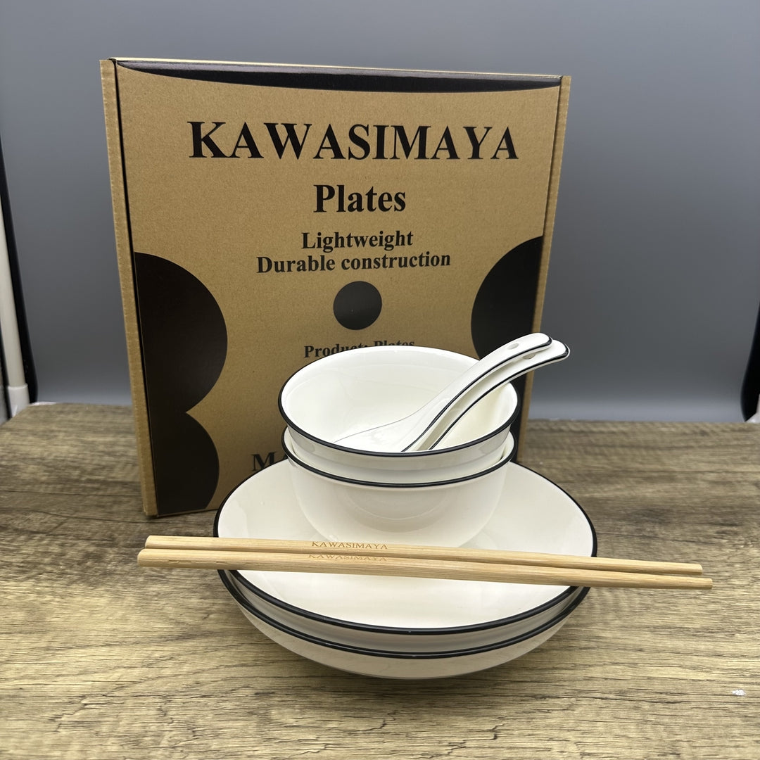 KAWASIMAYA Modern Ceramic Dinnerware Set 2-Piece Plates and Bowls Collection for Kitchen
