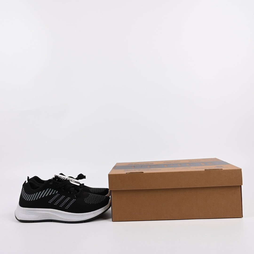 UKPIER Breathable Anti-Odor Casual Sports Shoes in Black - Lightweight Athletic Mesh Shoes for Men and Women US 8
