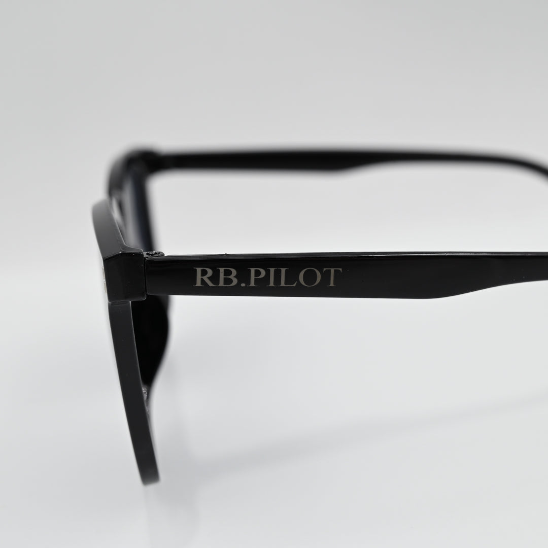 RB.PILOT Unisex Sunglasses in Black, Plastic Resin Frame - Lightweight & Durable