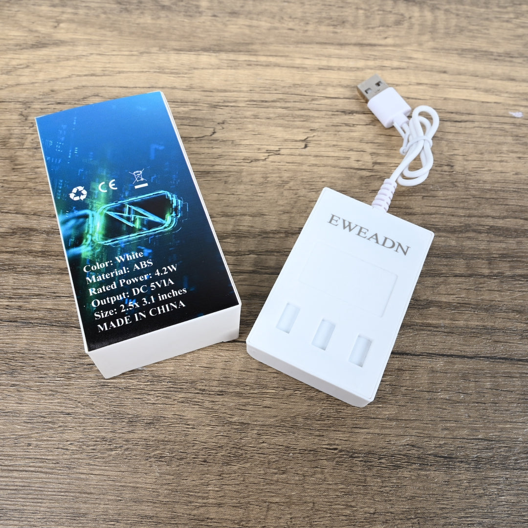 EWEADN USB AA Battery Chargers - 3-Slot Smart Battery Chargers for NiMH/NiCd Rechargeable Batteries