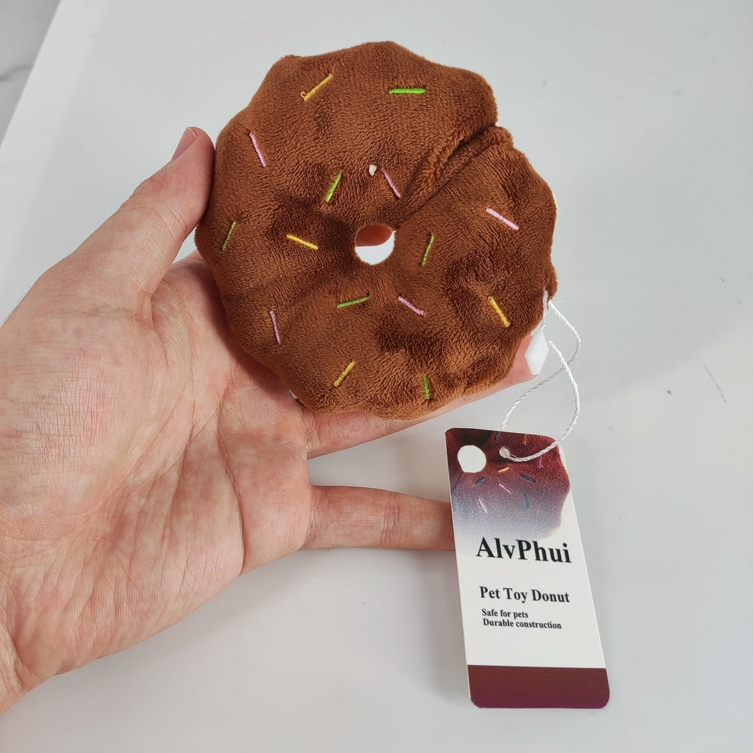 AlvPhui Donut Style Interactive Pet Chew Toy with Sound - Brown