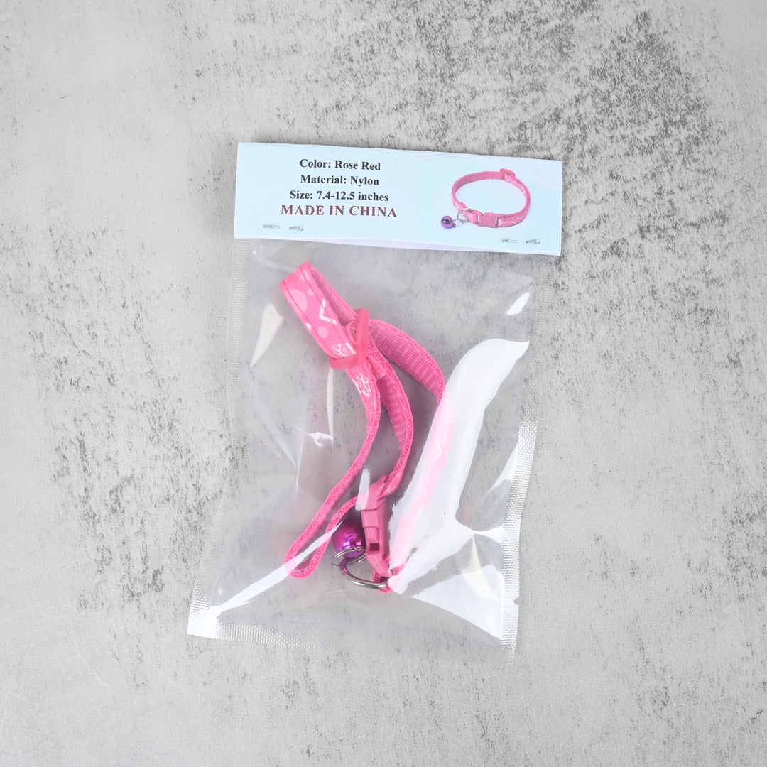 YUNYI Magenta Pet Collar with Bell Adjustable Nylon Pet Collar for Cats & Small Dogs