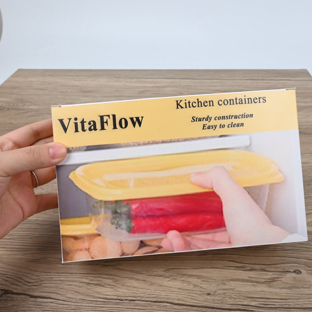 VitaFlow Yellow Rectangular Airtight Plastic Kitchen Containers for Food Storage and Organization