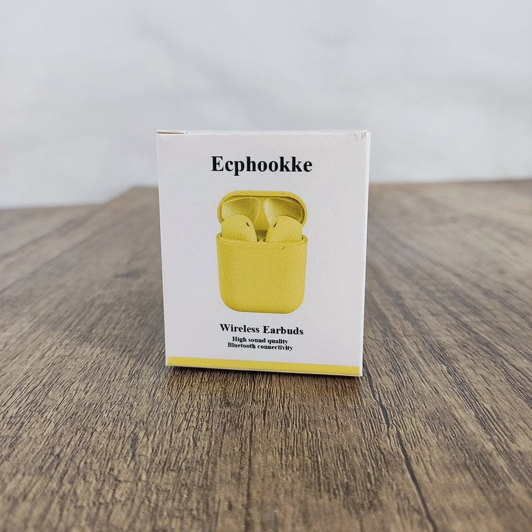 Ecphookke High-Fidelity Wireless Earbuds in Vibrant Yellow - Comfortable Fit, Bluetooth 5.0 Connectivity, 8 Hours Playback