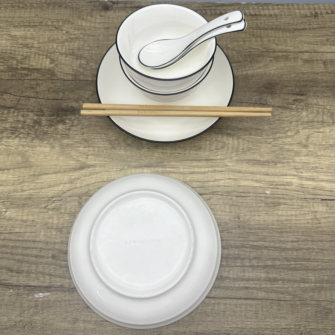 KAWASIMAYA Modern Ceramic Dinnerware Set 2-Piece Plates and Bowls Collection for Kitchen
