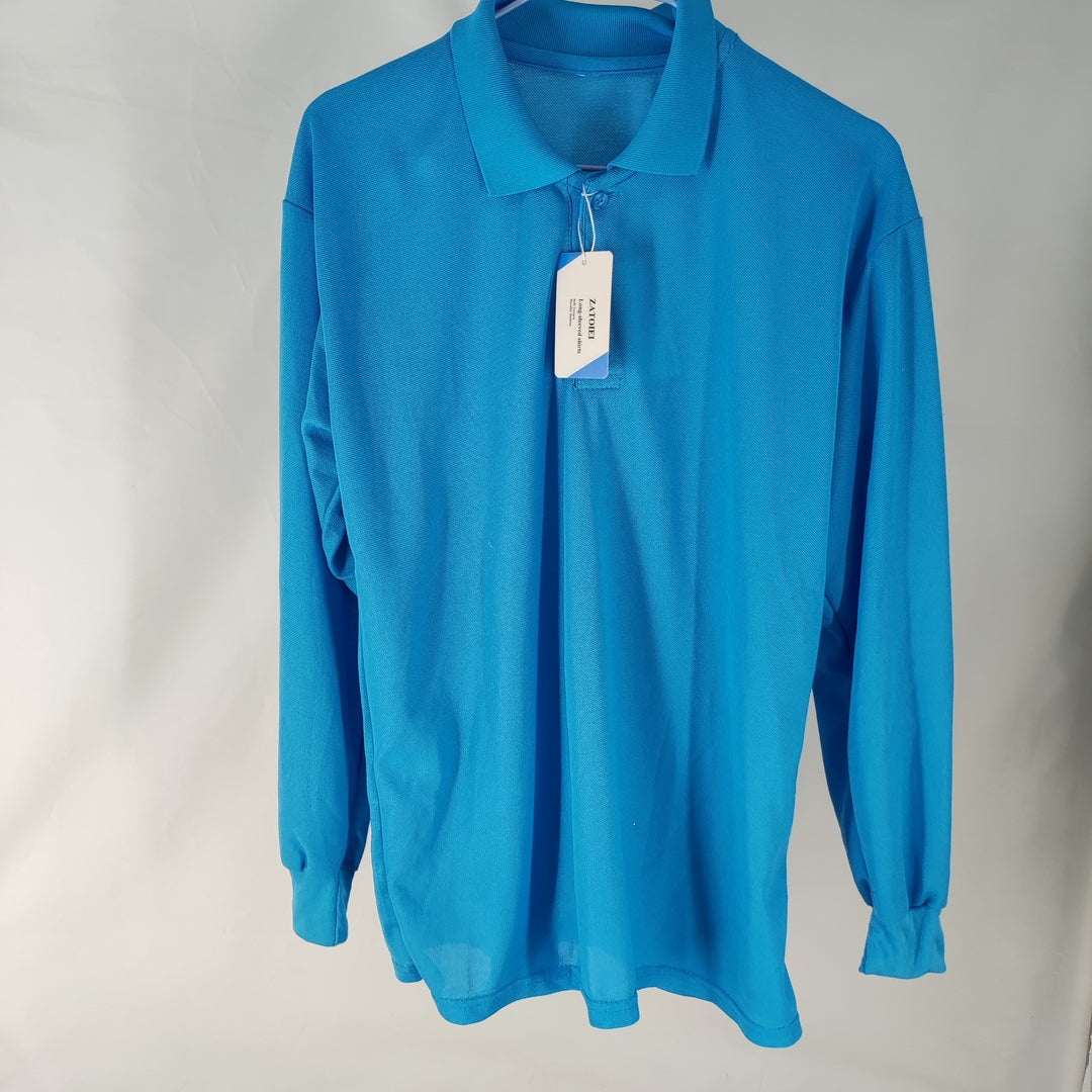 ZATOIEI Long-Sleeve Shirt in Blue, 100% Polyester, Size M