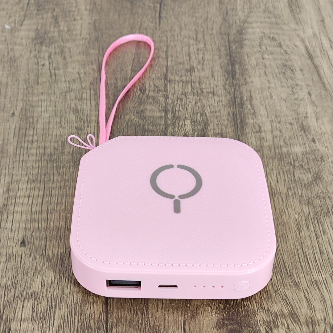 Portable Charger - Pink, Plastic, Lightweight Power Bank, 2400mAh, 3.2x3.2x0.9 inches, 0.48 lbs