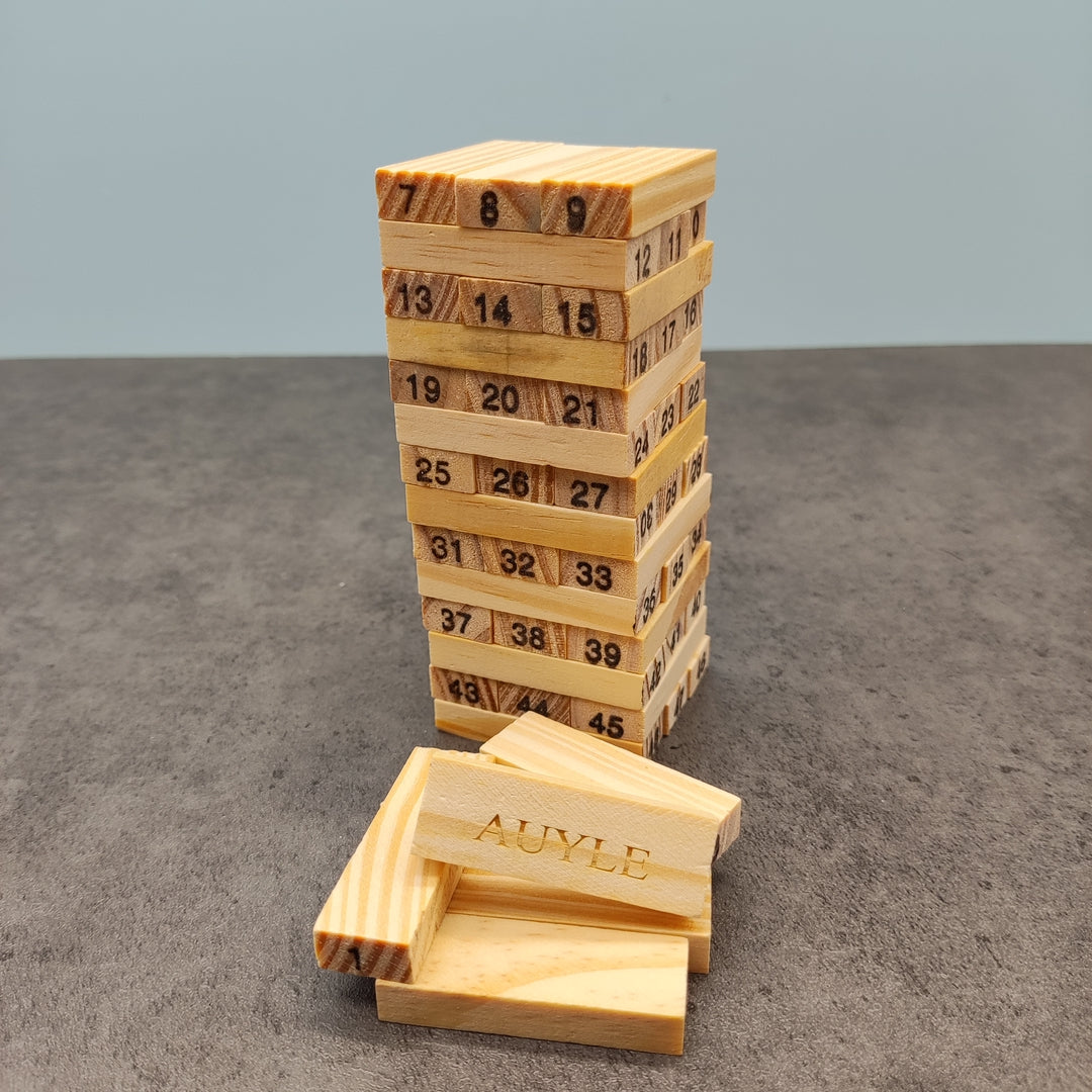 AUYLE Natural Wooden Toy building blocks - 48-Piece Educational Tower Set