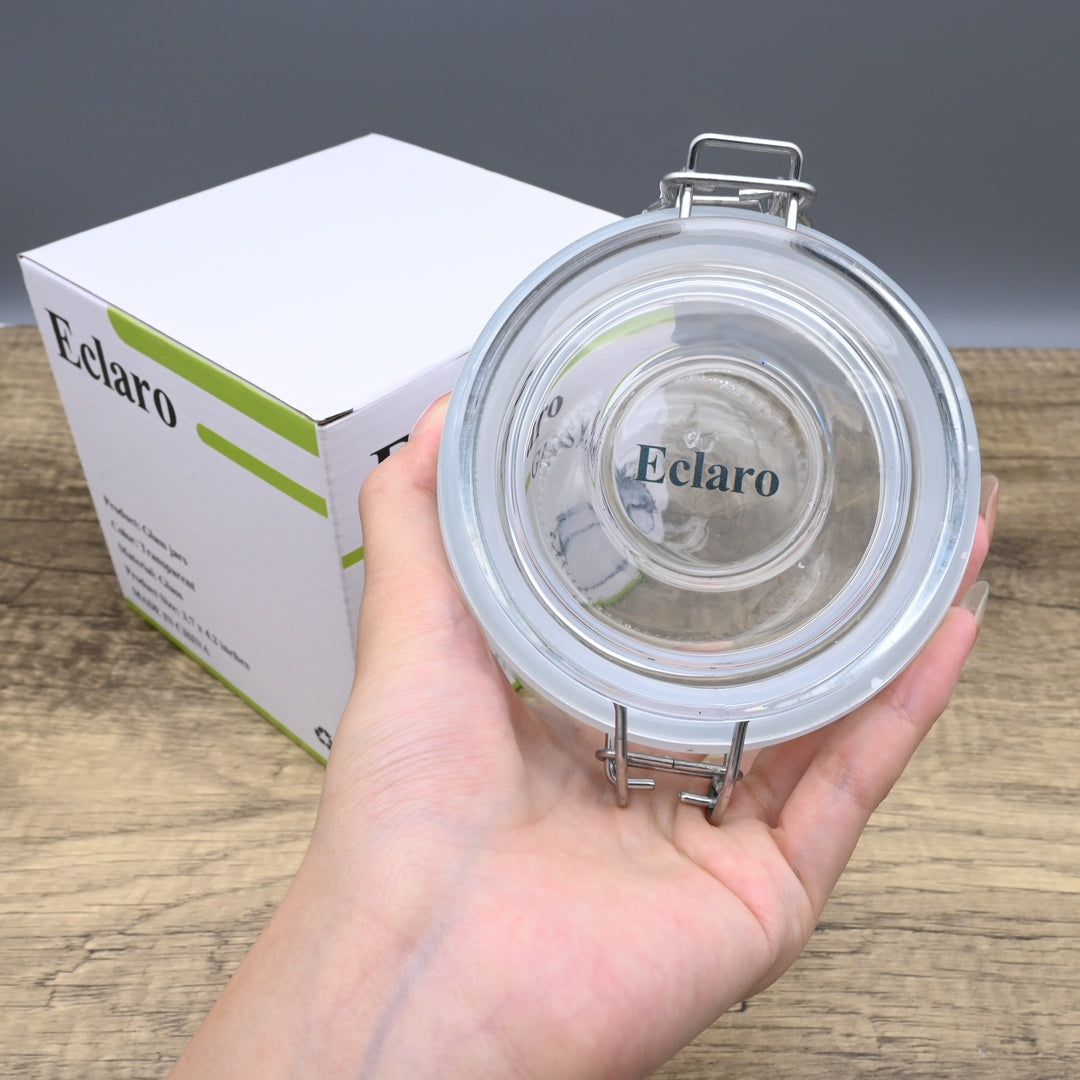 Eclaro Premium Glass Jars Set Airtight Food Storage Containers with Wide Mouth Design Multi-Purpose Glass Jars for Kitchen