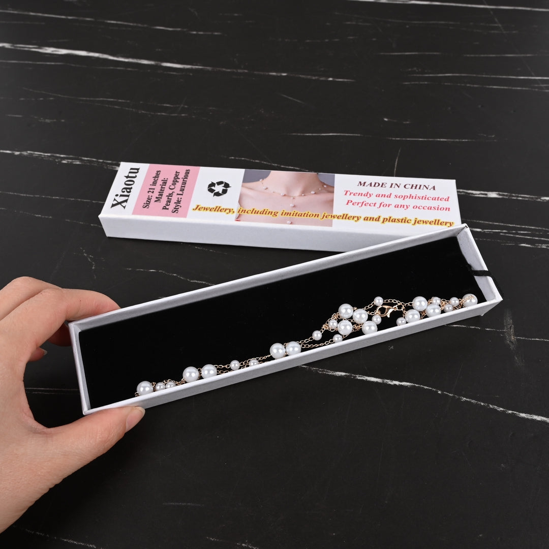 Xiaotu Pearl Necklace with Y-Shape Tassel & Starry Sky Pearls Imitation Pearl Fashion Jewelry