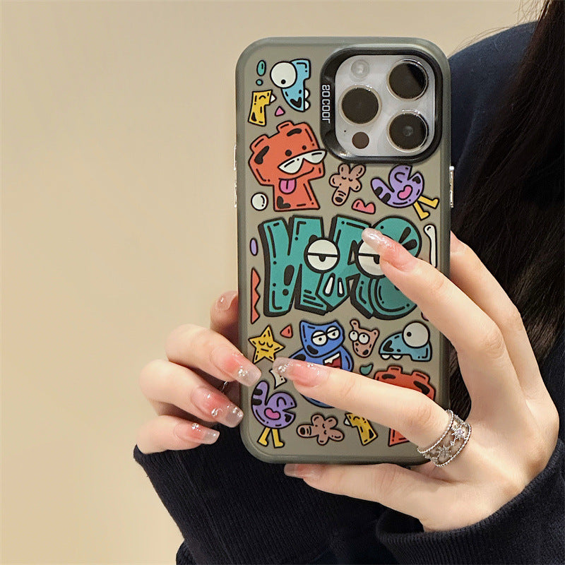 Stylish Cartoon Laser Matte iPhone 14 Pro / Huawei Mate 60 Fun Case