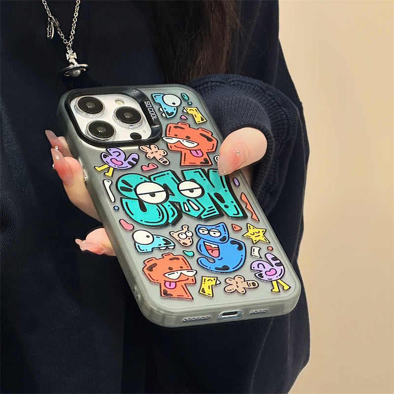 Stylish Cartoon Laser Matte iPhone 14 Pro / Huawei Mate 60 Fun Case