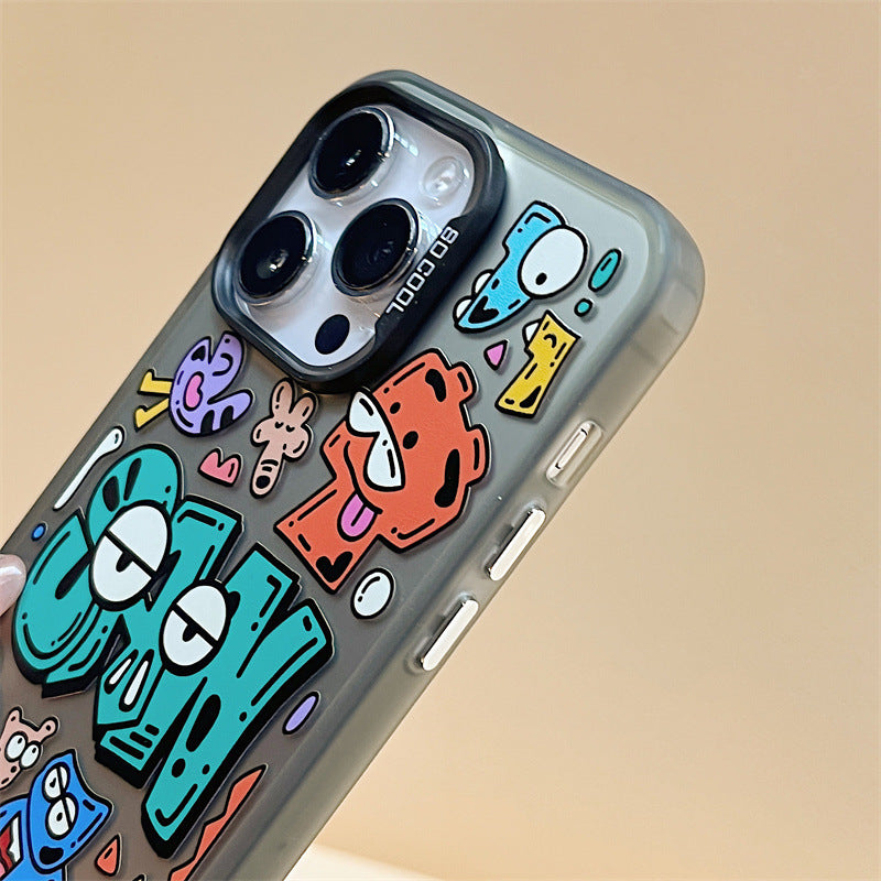 Stylish Cartoon Laser Matte iPhone 14 Pro / Huawei Mate 60 Fun Case