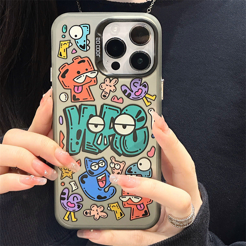 Stylish Cartoon Laser Matte iPhone 14 Pro / Huawei Mate 60 Fun Case