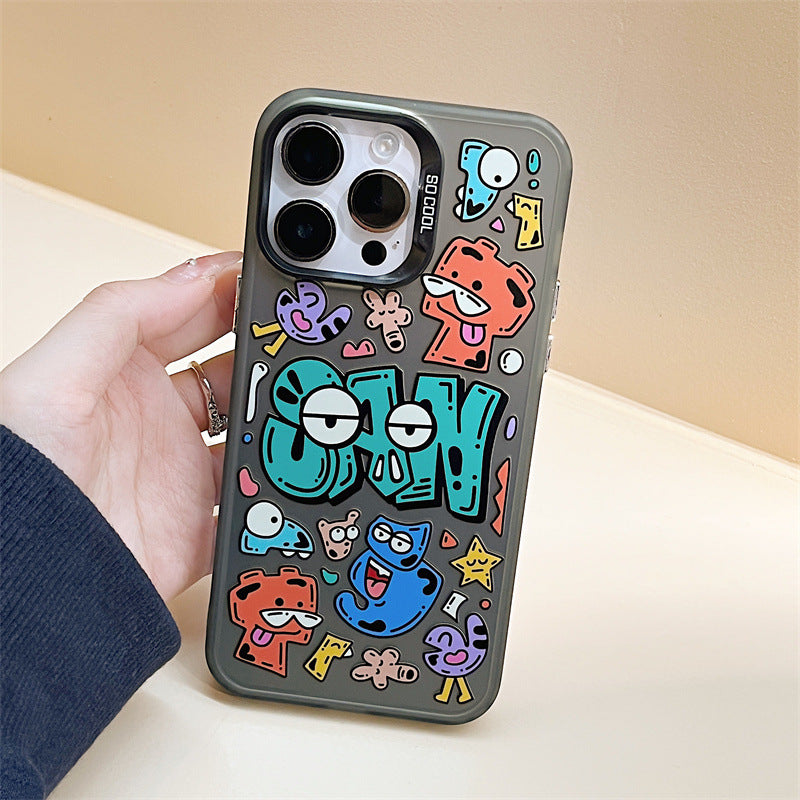 Stylish Cartoon Laser Matte iPhone 14 Pro / Huawei Mate 60 Fun Case