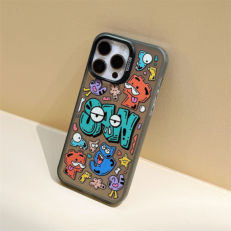 Stylish Cartoon Laser Matte iPhone 14 Pro / Huawei Mate 60 Fun Case