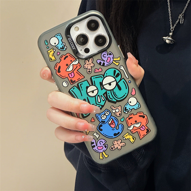 Stylish Cartoon Laser Matte iPhone 14 Pro / Huawei Mate 60 Fun Case