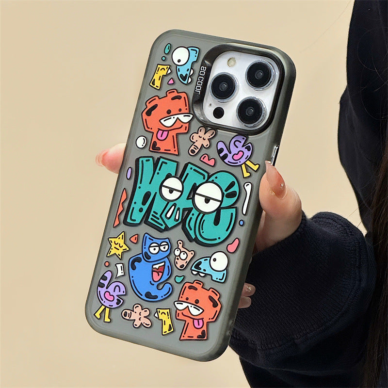 Stylish Cartoon Laser Matte iPhone 14 Pro / Huawei Mate 60 Fun Case