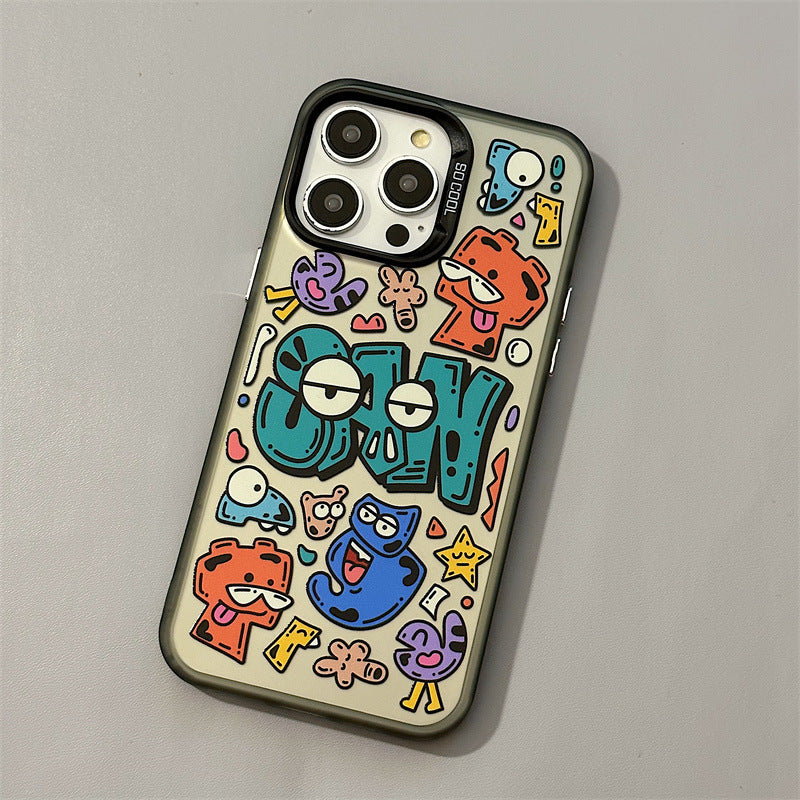 Stylish Cartoon Laser Matte iPhone 14 Pro / Huawei Mate 60 Fun Case